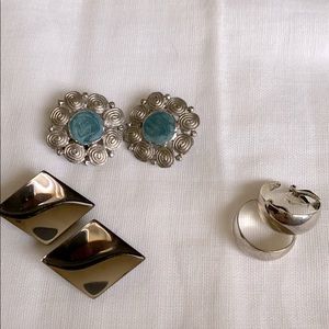 3 pair clip on earrings